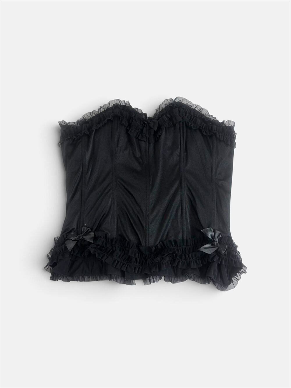Torrid Black Strapless Bustier Corset Top Ruffled Sheer Trim Gothic Y2K Sz 3 3X